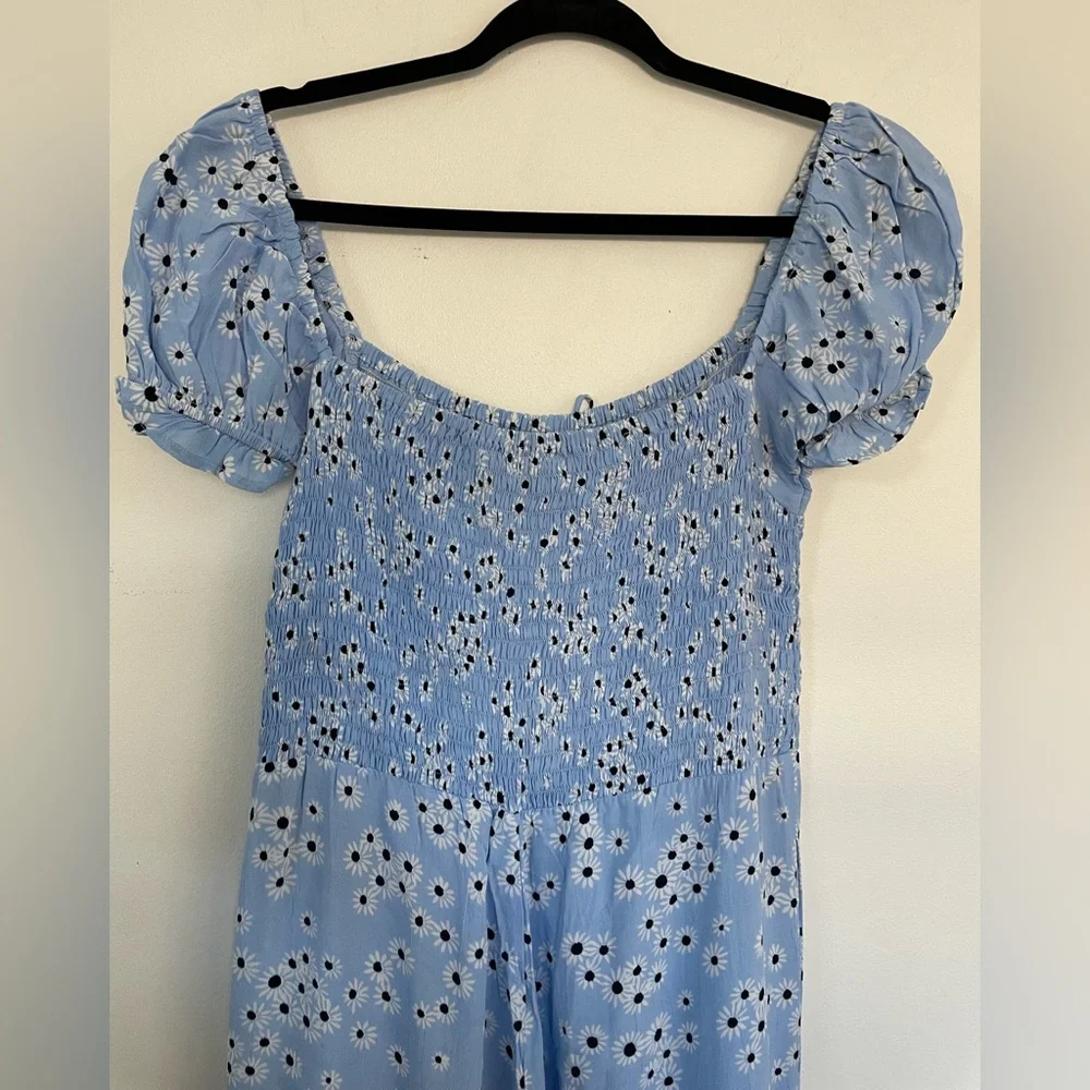 FAITHFULL THE BRAND Essa Floral Della Jumpsuit Size 8 Smocked Bodice Puff Sleeve - Picture 6 of 8
